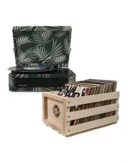 [Crosley] Voyager Bluetooth Portable Turntable With Bundled Record Storage Crate in Green