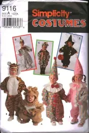 9116 UNCUT Vintage Simplicity SEWING Pattern Halloween Costume Bear Lion Toddler