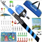 PLUSINNO Kids Fishing Pole Portable Telescopic Fishing Rod and Reel Combo Kit
