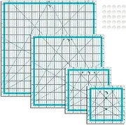 BSGOGO Quilting Rulers, Acrylic Quilt Ruler,4 Square Fabric Cutting Ruler (4.5""X4.5"", 6""X6"", 9.5""X9.5"", 12.5""X12.5""), Quilting Templates with Non Slip Rings. (Blue)
