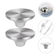 2 Pcs Pot Cover Handles Lid Replacement Spill Stopper Silver