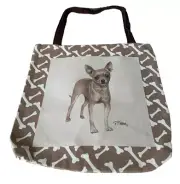 CHIHUHUA Dogs and Bones Tapestry Canvas Totebag- Linda Picken Design NEW