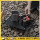 Foldable Camping Table Camping Tent Table Aluminium Alloy for BBQ (Black) .
