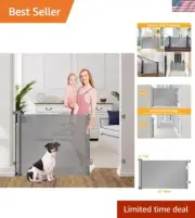Retractable Baby Gate 33" Tall x 60" Wide - Mesh Pet Gate for Indoor/Outdoor