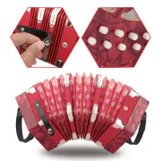 20 Buttons Accordion Concertina Musical Instrument (Red)