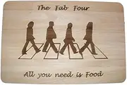The Beatles FAB Four 4 Premium Hardwood Chopping Cutting Cheese Board Place MAT Engraved Wooden Novelty Wood Kitchen Cooking Baking Present Gift Laser Engraved by (Premium Hardwood 35x24x1.5 cm)