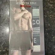 KENNETH COLE NY Logo Boxer Briefs Men's Large Cotton Stretch Grey Heather Green