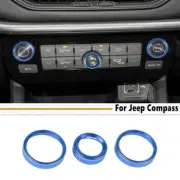Car AC Radio Switch Knob Ring Cover Trim For Jeep Compass 22-25 Accessories Blue