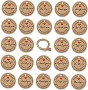Gogogmee 100Pcs Round Paper Present Tags with Pre Punched for Weddings Parties and DIY Crafts Easy to Use Thank You Labels for and Decorations