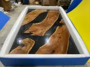 Epoxy Dining Table, Conference Table, Resin Table, Black Epoxy River Table