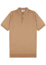 John Smedley Payton Wool Polo Shirt - Tan - L L