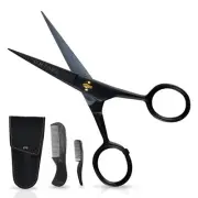 Ontaki 5 Professional German Beard & Mustache Scissors with 2 Comb & Carryin