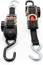 Camco 50033 Retractable Transom Tie Down Straps, 1 Width, 6 Dual Hooks