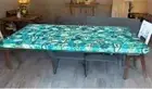 Blue Agate Lit Dining Table Top, Center Office Agate Table Decor Furniture