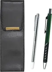 Eco Leather Pen Case, Metal Indicator Stick and Metal Color Ballpoint Pen, Green BR-701S-SI2067BP-G