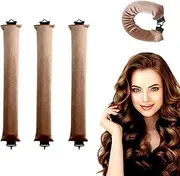 3Pcs Heatless Hair Curler, Hair Styling Tools,Non-Heat Curling Irons,Overnight Non-Heat Curling Bow-Out Rod Headband,Suitable For Medium and Long Hair（Khaki）