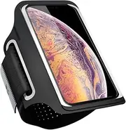 Running Armband Cell Phone Holder for iPhone X/XS/XS Max/XR/8 Plus/7Plus/6Plus, Galaxy S9/S8/S7/S9 Plus/S8 Plus, Arm Band for Sports Workout Jogging Walking Hiking (Black+Extender Strap, 6'')