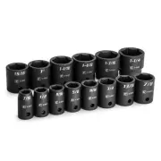 1/2 in. Drive Shallow Impact Socket Set, 7/16 to 1-1/4 in, SAE, 14-Piece