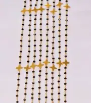Bulk jewelry making rosary chain, 3mm black glass beads & charms beaded chain