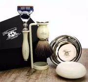 Complete 5 Piece Shaving Set 5 Edge Razor & Black Badger Shaving Brush for Men