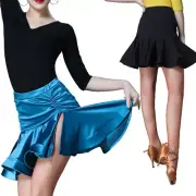 Womens Latin Skirt Ballroom Tango Rumba Dance Dress Wrap Dancewear Costume