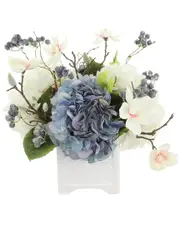 Creative Displays Hydrangea, Berris & Magnolia Arranged in Ceramic Pot
