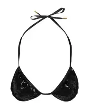 sequin-embellished triangle bikini top S,M Black
