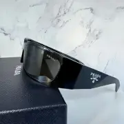 Prada Runway Black Symbole Logo Shield Wrap Mask Acetate Sunglasses