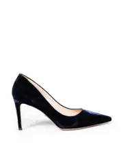 Navy Velvet Pointed-Toe Pumps