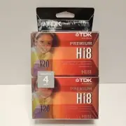 TDK 120 MP Premium Hi8 Camcorder Video Blank Tapes 120MP Sealed 4-Pack