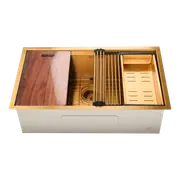 BRIENZ 32-inch Nano Workstation Ledge Undermount 16 Gauge Sand-finished Kitchen Sink Single Bowl