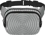 [YANYU] Optical Spin Illusion Print Square Double Layer bag Waist Bag Trendy Pack Travel Bag with Adjustable Bel, Black, One Size