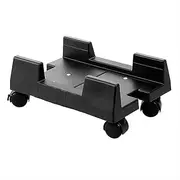 Mobile Desktop Computer Floor Stand Rolling Wheels Adjustable Width PC Tower Holder (Black)