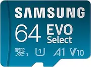 Samsung EVO Select (2024) microSD Card + SD Adapter 64GB Memory Card for Smartphone and Tablet UHS-I U3 4K UHD Full HD 160MB/s Read MB-ME64SA/EU