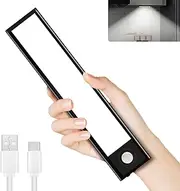 Closet Lights, Under Cabinet Lights Motion Sensor, Wireless USB Rechargeable Night Light Bars, Large Capacity Battery Operated Night Light for Wardrobe, Kitchen, Closets, Wall, Hallway(Black,20cm)