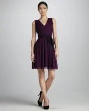 14 NWT $355 DKNY Juniper Berry Georgette Silk Pleated Sleeveless Cocktail Dress