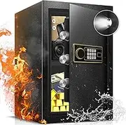 Safe Box 2.5 Cu Ft Fireproof Waterproof for Home Personal Steel Safety Box with Electronic Digital Keypad Sensor Light Removable Shelf Security Box with Combination Lock
