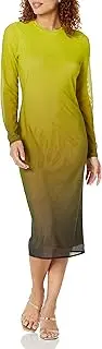[The Drop] Women's Gene Mesh Long-Sleeve Midi Dress with Open-Back