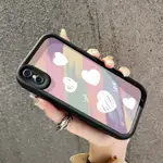 MERAH UNGU 外殼 HP IPHONE X XS XR 手機殼粉色和紫色心形彩色可愛軟雙手機殼矽膠保護套軟殼