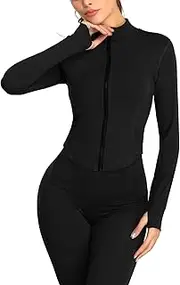 [FEOYA] Slim Fit Full Zip Sports Vest for Women Stand Collar Sleeveless Yoga Tops Skinny Running Workout Gym Vest Sportswear Activewear Fitness Tank Tops with Curved Hem Elastic Stretch Crop Top S-XL