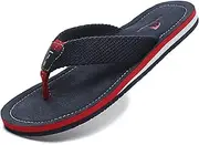[Quickshark] Mens Flip Flops Leather Thong Sandals Arch Support Beach Slippers