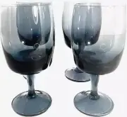 Vintage Barware Gorham Crystal Accent II Blue Blown Glass Wine Goblet 1976-78