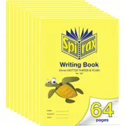 Spirax 163 Writing Book Dotted Thirds And Plain 24mm 70gsm 64 Page Turtle [10 Pack]