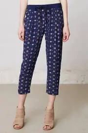 LeifNotes Cropped Paisley Method Trousers Pants Var Sizes Blue NW ANTHROPOLOGIE