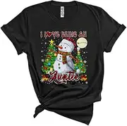 [Generic] I Love Being an Auntie, Joyful Red Plaid Christmas Snowman, Matching X-mas Pajama Family Group Unisex T-Shirt