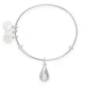 ALEX AND ANI DECEMBER BLUE ZIRCON SWAROVSKI TEARDROP BIRTHSTONE SILVER BANGLE