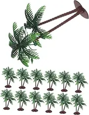 15pcs Green Artificial Coconut Tree Plastic Miniature Coconut Palm Tree Artificial Trees for Home Decor Palm Tree