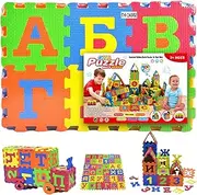 36 Tiles Puzzle Carpet, 31x31 EVA Foam Baby Mat for Floor Interlocking Russian Alphabet Foam Puzzles Mat for Play & Exercise Play for Babies and Toddlers, Assorted Color, Puzzle Carpet, Ba