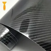 KERLJO 6D high Gloss Automotive Carbon Fiber Vinyl Wrap- Color Modification Film- Contain Hand Tool (6D Black 1.6ft x 9.8ft)