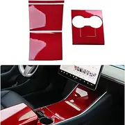 Oritech for Tesla Model 3 Center Console Wrap Glossy Red ABS Console Cover Interior Decoration Wrap Kit- Easy to Install- Tesla Model 3 Accessories 4Piece/Set